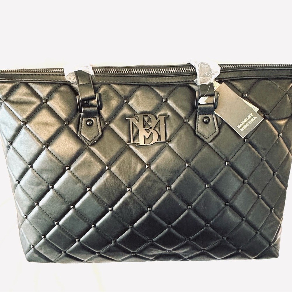 Elegant Black Quilted Tote Bag